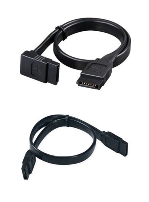 SATA Cable - 1 Straight + 1 Right Angle ( 2 pc Set ) - Suitable for ...
