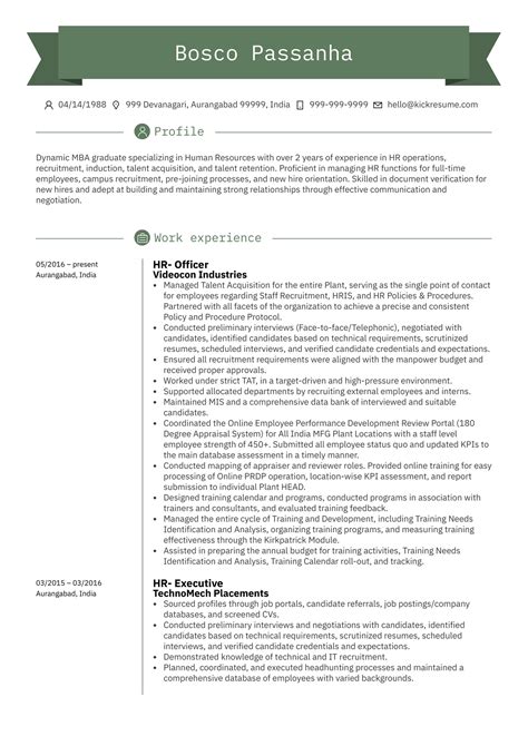 Human Resources Assistant Manager Resume Sample | Kickresume