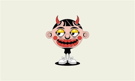 Quirky character with horns large eyes and wide smile | Premium AI ...