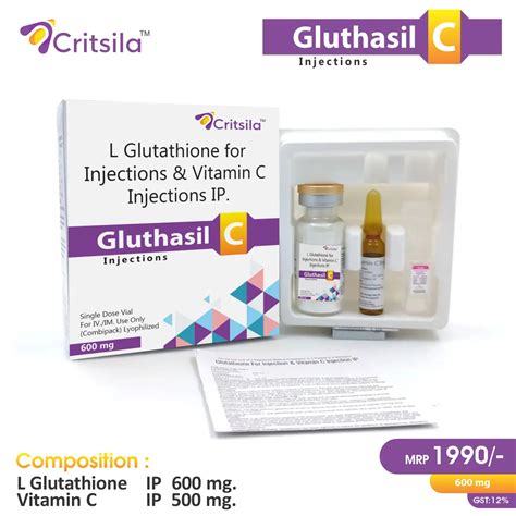 Glutathione 600mg + Vitamin C I.P. 500 Injection injection Gluthasil C