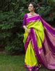 Light Green & Purple Banarasi Soft Silk Saree With Weaving Work – Sareewave