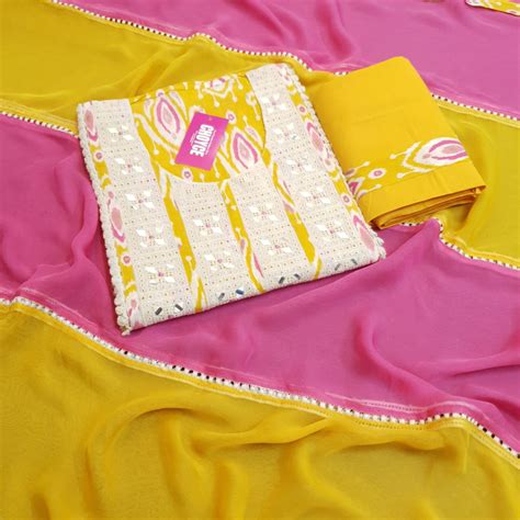 Set 6- 27th June - Amazing Yellow Floral Printed Cotton - Mirror ...
