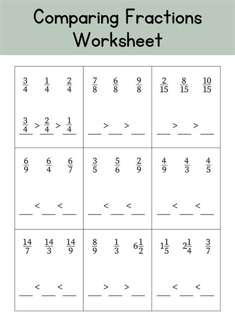 Comparing Fractions Worksheet Grade 2