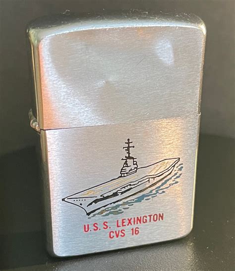 Vintage ZIPPO LIGHTER USS LEXINGTON CVS-16 USN SHIP AIRCRAFT CARRIER - Bradford, PA #3713 ...