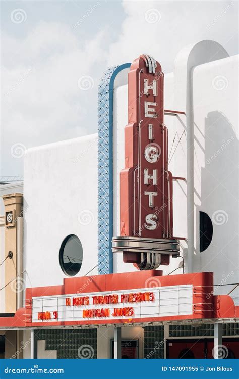 The Heights Theater Sign, in Houston, Texas Editorial Image - Image of ...