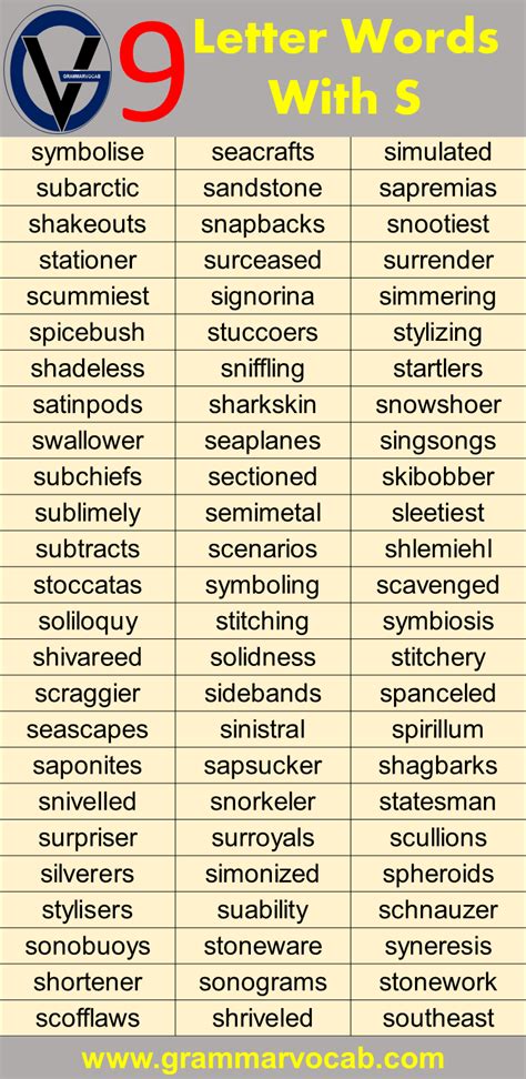 Nine Letter Words Starting With S - GrammarVocab