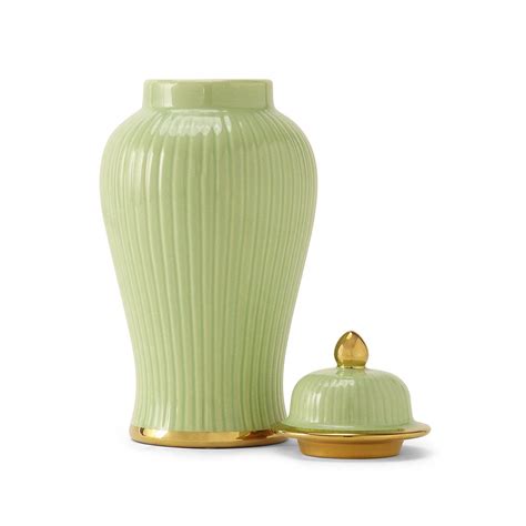 Buy Pure Home + Living Green Ribbed Ceramic Urn - Medium Online