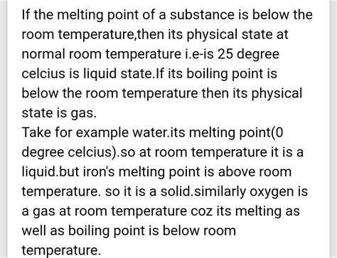 predict the physical state of a substance which has melting point below ...