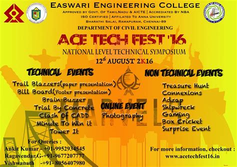 ACE TECH FEST' 16 - National Level Technical Symposium - Easwari ...