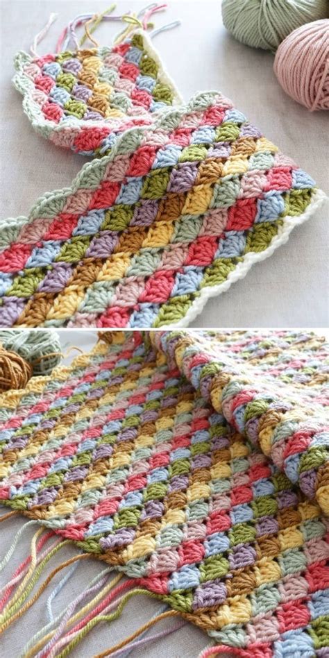 Shell Stitch Blanket Tutorial 的图像结果