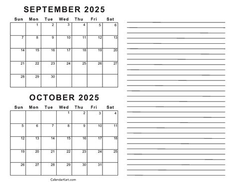 Sept And October 2025 Calendar - Printable 2026 Calendar