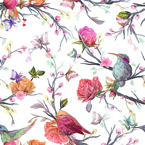 A pattern of colorful birds and flowers - Magicdecor®
