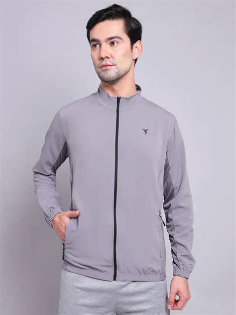 Men Slim Fit Mock Neck Jacket with Technolite