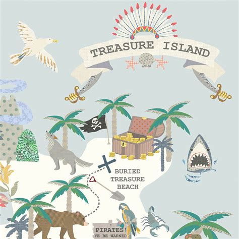Pirate Treasure Map Print For Children By Dusty Pinks & Polar Bears