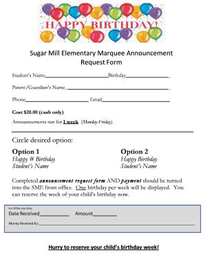 Birthday Form For Work - Fill Online, Printable, Fillable, Blank ...