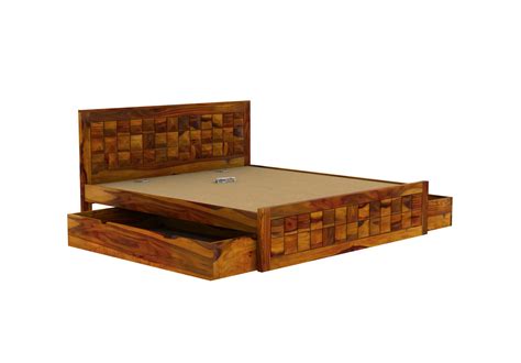 Buy Morgana Bed with Storage Queen Size Honey Finish Online : Urbanwood