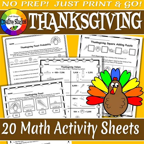 Image result for Thanksgiving Fun Sheet Math