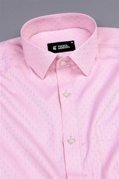 Baby pink stripe pattern jacquard shirt