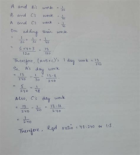 A and b together can complete a task in 20 days. B and c together can ...