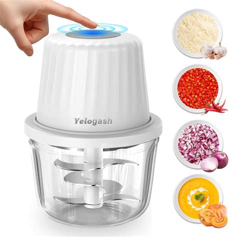 Buy Yelogash 400ML Rechargeable Mini Electric Chopper with 6 Stainless ...