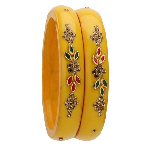 Sukriti Beautiful Casual Kundan Yellow lac Kada Bangles for Women – Set ...