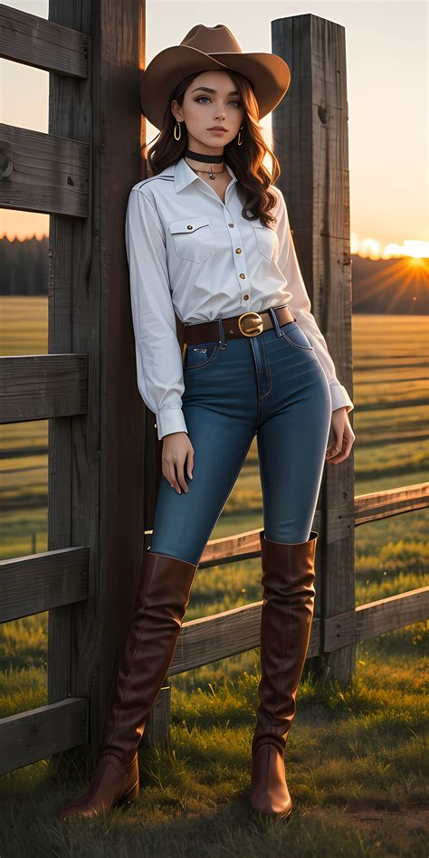 A lady wearing cowgirl style 016 | Cowgirl outfits, Cowboy outfits for ...