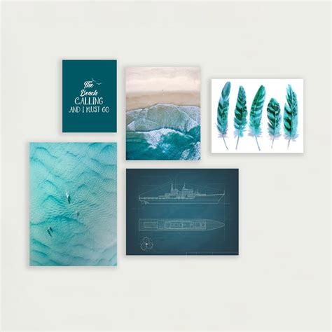 Buy Arsaa Multicolour Coastal Teal Theme Paper Posters - Set of 5 from ...