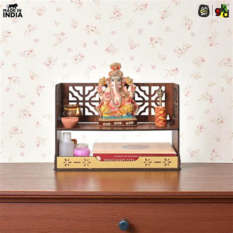 Aastha Compact Wooden Pooja Mandir for Home & Office | Table Top & Wall ...