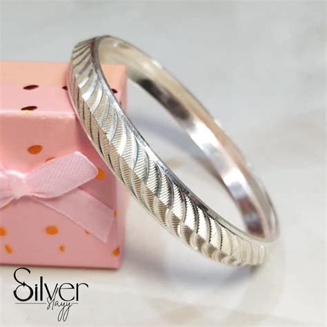 925 Sterling Silver Kada for Men with Engraved Diagonal Pattern | Poli ...