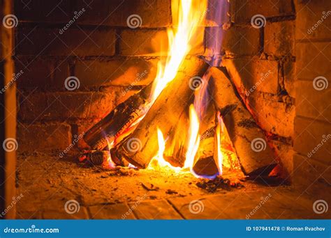 Burning Wood in the Fireplace. Stock Photo - Image of concept, concepts ...