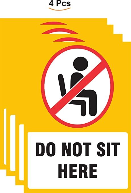Do Not Sit Here Sign Stickers Self Adhesive 8 X 6 Inch (Pack of 4 ...