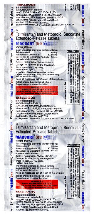 Macsart Beta 40/50 MG Er | Order Macsart Beta 40/50 MG Tablet Er Online ...