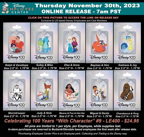 Celebrating 100 Years with Character Series 9 Pins at Disney Employee Center - Disney Pins Blog
