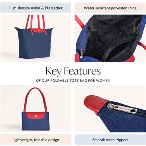 Origami Foldable Shoulder Tote Bag Navy Blue Online - Premium Tote Bag ...