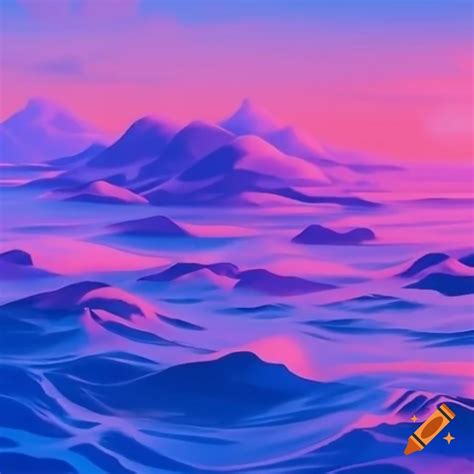 Colorful purple, pink, and blue seascape on Craiyon