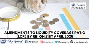 Amendments to Liquidity Coverage Ratio (LCR) by RBI on 21st April 2025
