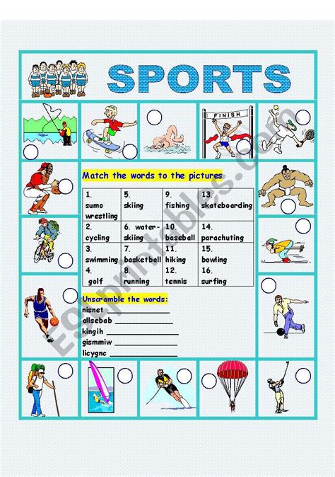 Playing Sports Worksheet 的图像结果