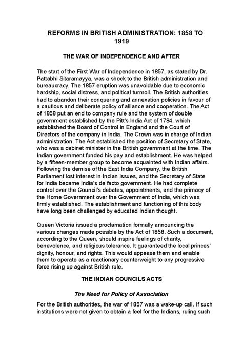 Reforms IN British Administration - REFORMS IN BRITISH ADMINISTRATION ...