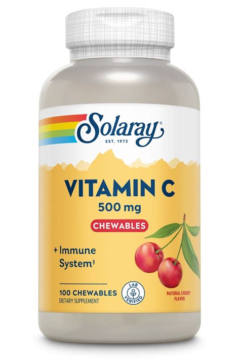 Solaray Vitamin C Chewables Natural Cherry -- 500 mg - 100 Chewables ...