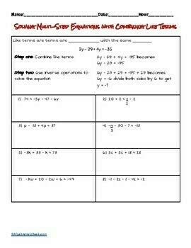 Image result for Multi-Step Equations with Like Terms