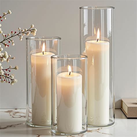 Mavelune 12-Pack White Pillar Candles with Glass Cylinder Vases ...