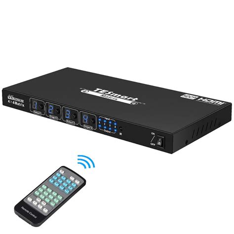TESmart HDMI Matrix 4x4 Latest Updated 4k@30Hz Powered 4 in 4 Out HDMI ...
