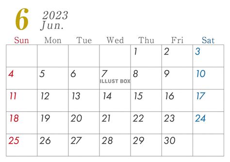 無料イラスト 2023年 シンプル カレンダー6月