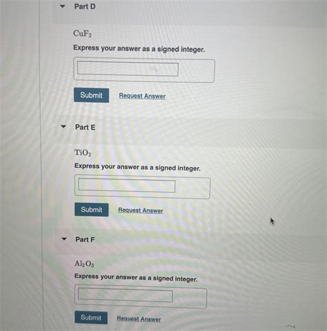 Solved Part DCuF2Express your answer as a signed integer. | Chegg.com
