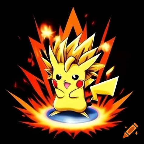 Pikachu with Super Saiyan hair and golden aura in Dragon Ball Z style ...