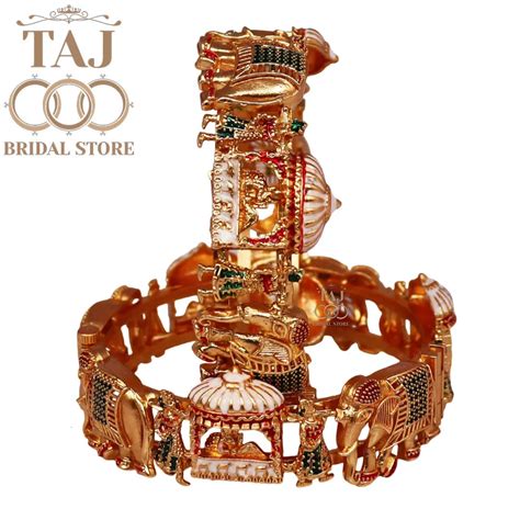 Rajwadi Metal Kada With Beautiful Doli and Elephant Design (Pack of 2 ...