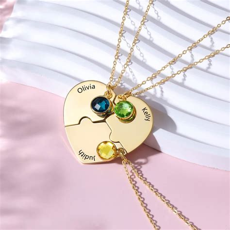 3 Way Friendship Necklace with Birthstone [Personalized] | FARUZO