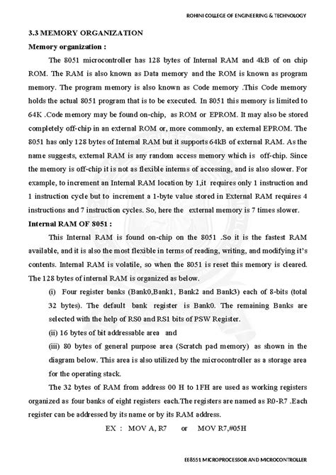 EE8551 Memory Organization of the 8051 Microcontroller Explained - Studocu