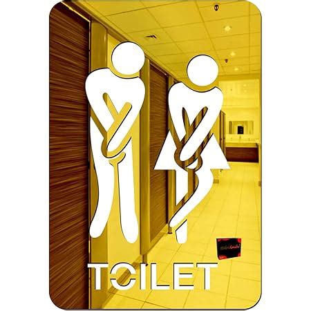 Bikri Kendra - Toilet Golden Sign Board pc/2-3D Acrylic Mirror Stickers ...