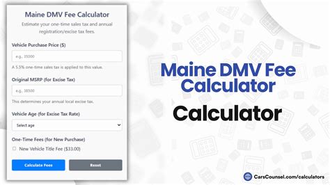 Maine Car Registration Fee Calculator - CarsCounsel